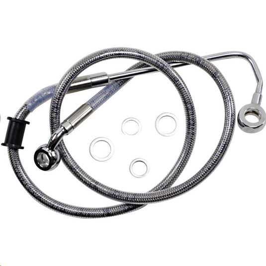 Drag Specialties 1741-5764 Standard Length Upper Front Stainless Steel Brake Line Kit - Clear