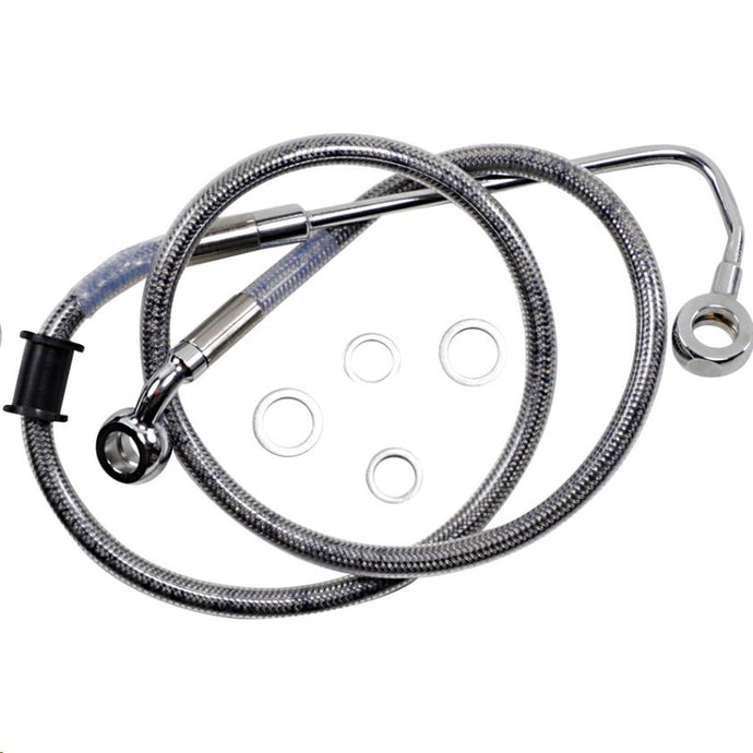 Drag Specialties 1741-5776 Standard Length Upper Front Stainless Steel Brake Line Kit - Clear