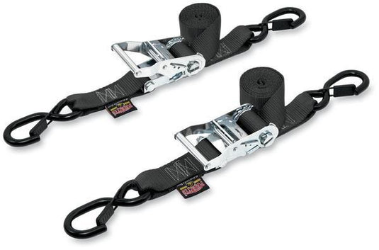 Powertye 30572-S 1 1/2in. Ratchet with Safety Latch Hooks - Black