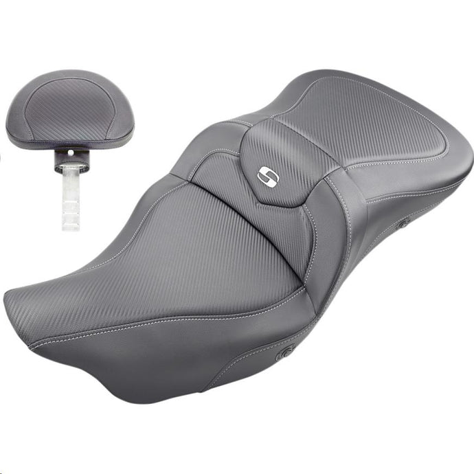 Saddlemen 808-07B-185TBRH Heated Road Sofa Seat with Backrest - Carbon Fiber