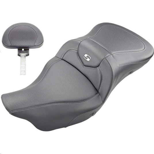 Saddlemen 808-07B-185TBRH Heated Road Sofa Seat with Backrest - Carbon Fiber