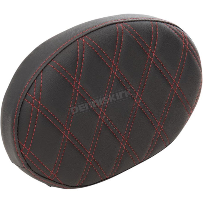 Drag Specialties 0822-0430 Oval Sissy Bar Pad - Double Diamond - Red Stitch