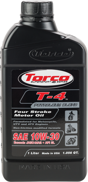 Torco International Corp T611030CE T4 Petroleum Motorcycle Oil - 10W30 - 1L.