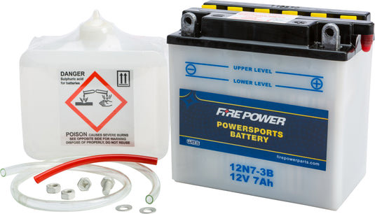 Fire Power 12N7-3B Conventional 12V Standard Battery with Acid Pack