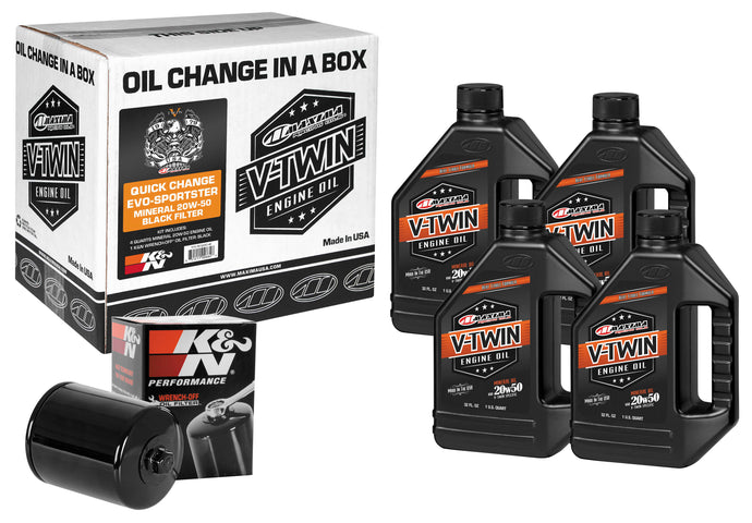 Maxima 90-069014B Quick Change Evo-Sportster Mineral Oil Change Kit with Black Filter - 20W50