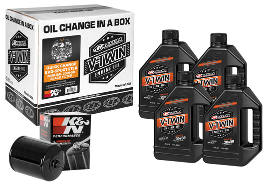 Maxima 90-069014B Quick Change Evo-Sportster Mineral Oil Change Kit with Black Filter - 20W50