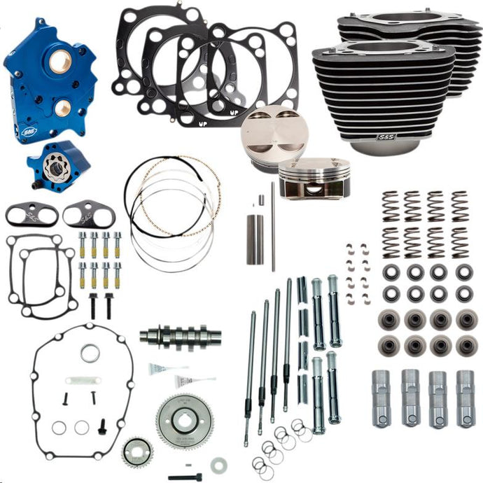 S&S Cycle 310-1102A 128in. Power Package for M8 - Gear Cam - Water Cooled - Wrinkle Black w/ Highlighted Fins