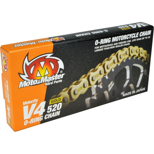 Moto-Master 652002 520 V4 O-Ring MX Racing Drive Chain - 120 Links - Gold