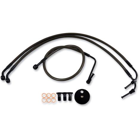 La Choppers LA-8230B13M Midnight Braided Brake Lines - 12-14in. Ape Hangers