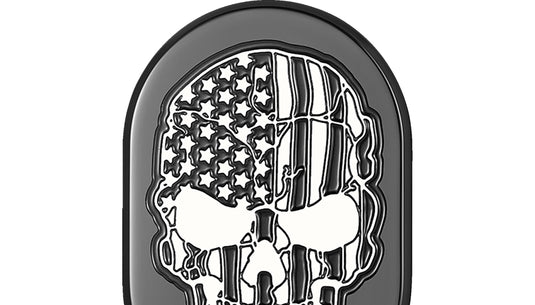 Figurati Designs FD28-AC-BLK-RT Antenna Cover - Black with Contrast Cut American Flag Skull