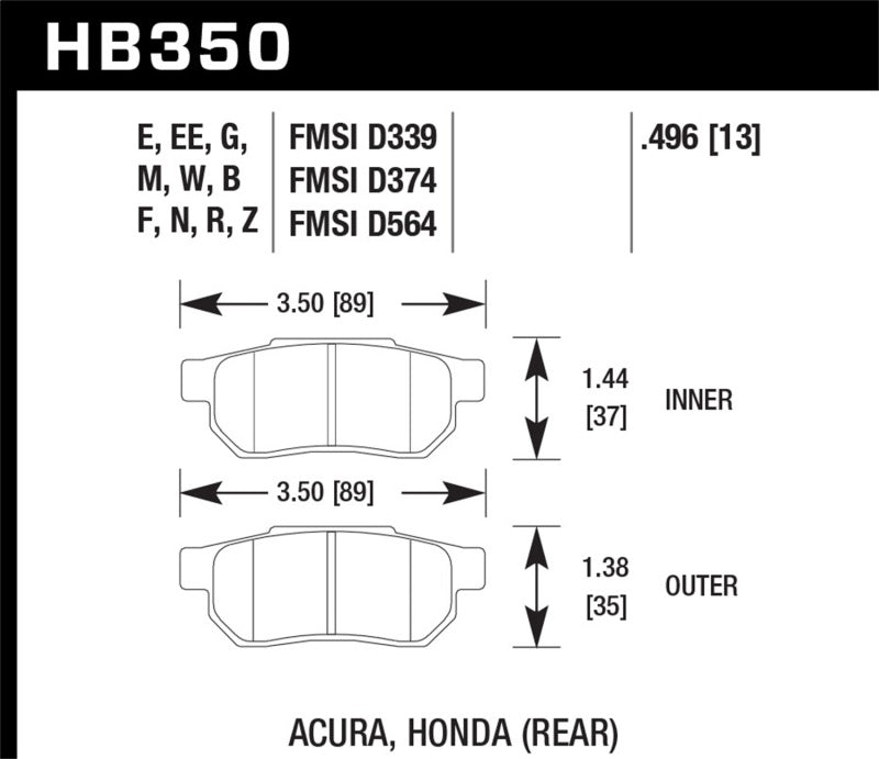 Load image into Gallery viewer, Hawk Performance HB350B.496 HAWK HPS 5.0 Brake Pad Sets
