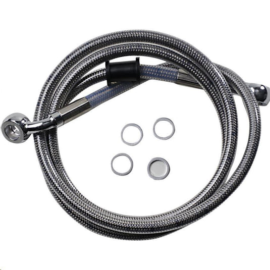 Drag Specialties 1741-5850 Extended Stainless Steel Front Brake Line Kit - Clear Coated - 39in.