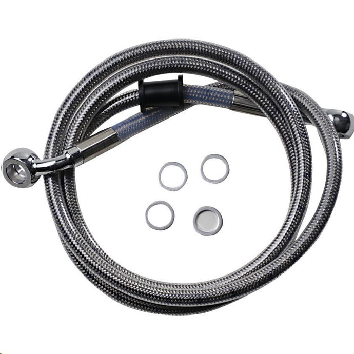 Drag Specialties 1741-5847 Extended Stainless Steel Front Brake Line Kit - Clear Coated - 33in.