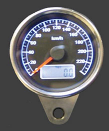 Highway Hawk HH-67-850 Mechanical Speedometer with Mounting Bracket - White Face, Blue LED