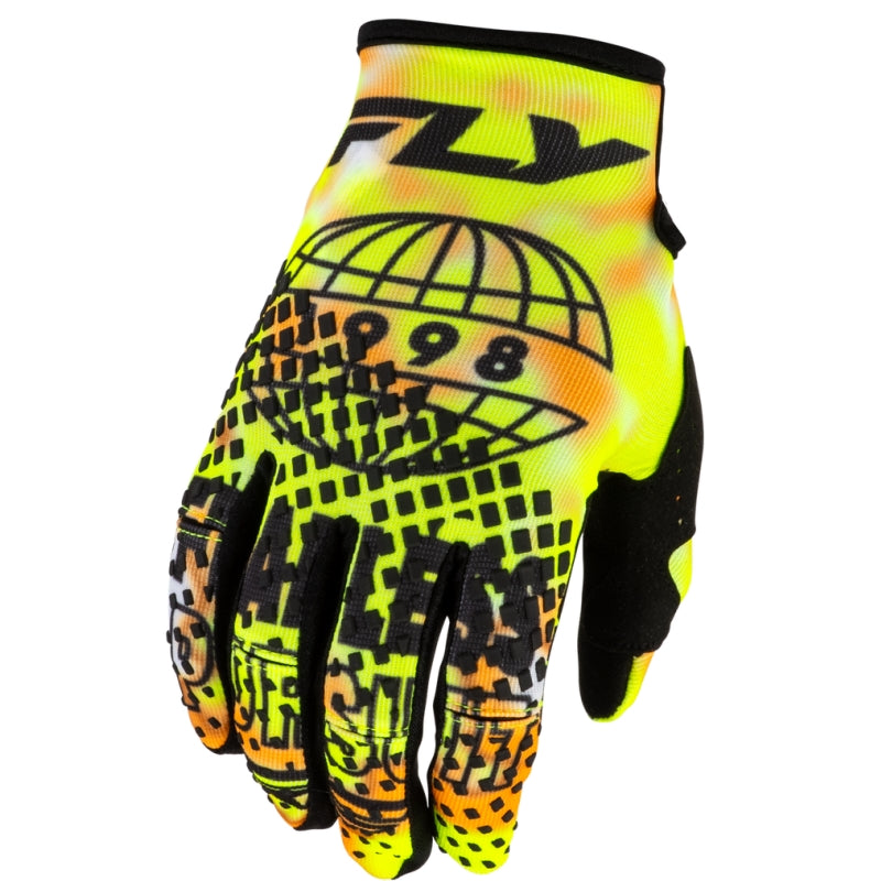 Load image into Gallery viewer, Fly Racing Kinetic Blur Youth Gloves (Large, White/Hi-Vis/Orange)
