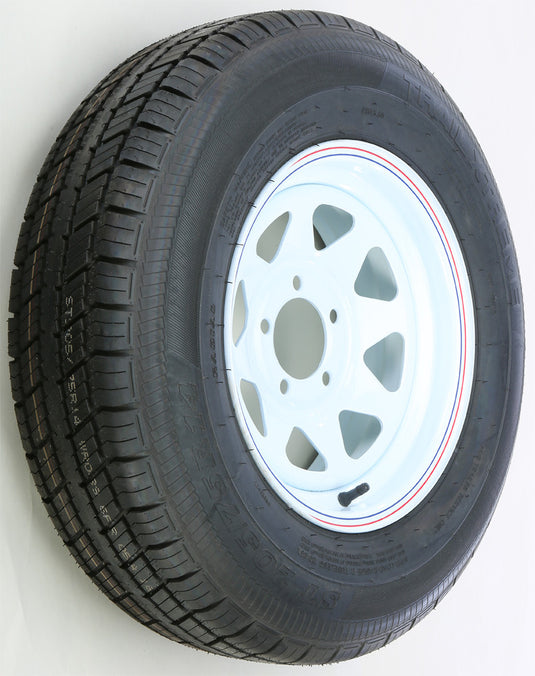 Awc TA2046012-71R205C-A Radial C/6 Ply, 8 Spoke, Trailer Tire/Wheel Kit - 205/75R14 - 5/4.5