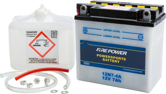 Fire Power 12N7-4A Conventional 12V Standard Battery with Acid Pack