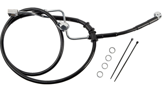 Drag Specialties 1741-6343 Black Vinyl Coated Standard Length ABS Stainless Steel Rear Brake Line Kit