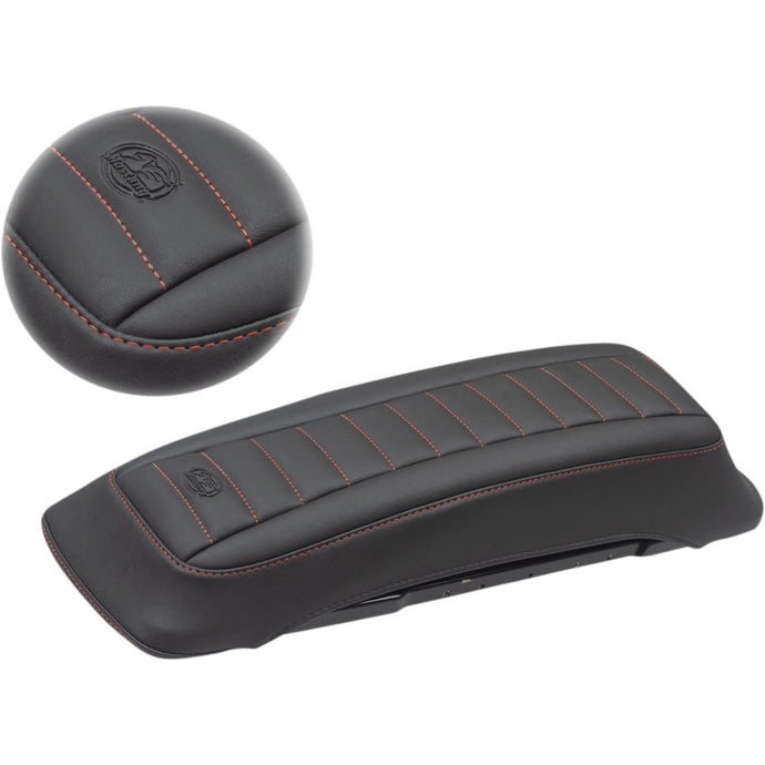 Mustang 77637AB Saddlebag Lid Cover - Deluxe Black/Red