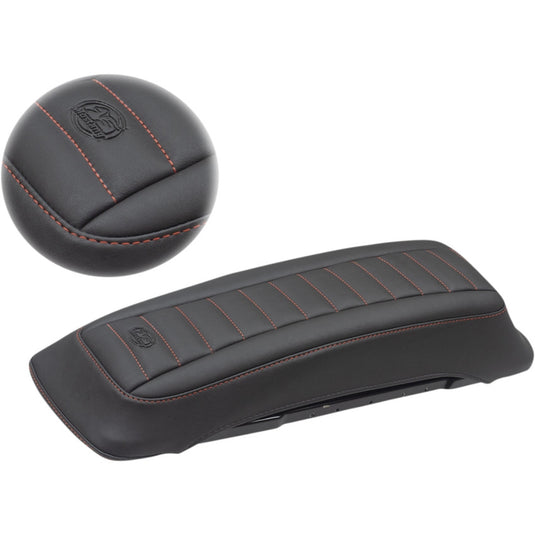 Mustang 77637AB Saddlebag Lid Cover - Deluxe Black/Red