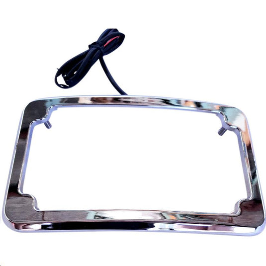 Cycle Visions CV4617 Curved Lighted License Plate Frame - Chrome