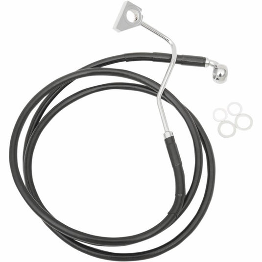 Drag Specialties 1741-4504 Extended Stainless Steel Front Brake Line Kit - Black Vinyl Coated - 64.5in.
