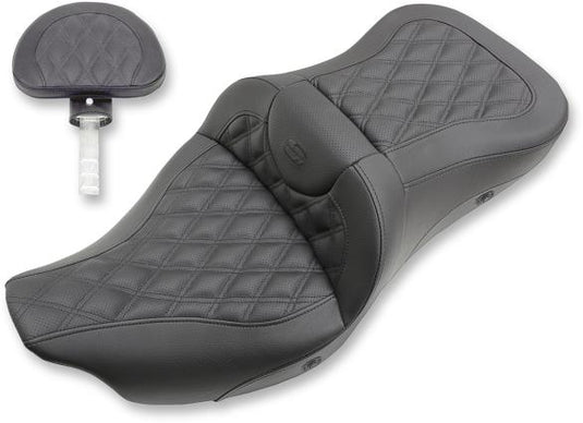 Saddlemen 808-07B-184BRHC Extended Reach Heated Road Sofa LS Seat with Drivers Backrest