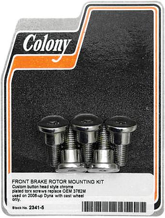 Colony 2341-5 Front Rotor Screw Kit - Button Head Torx - Chrome Plated