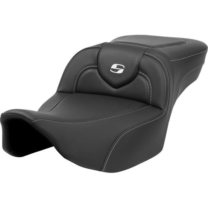 Saddlemen 823-07-186 Extended Reach Roadsofa CF Seat without Drivers Backrest - Silver Stitching