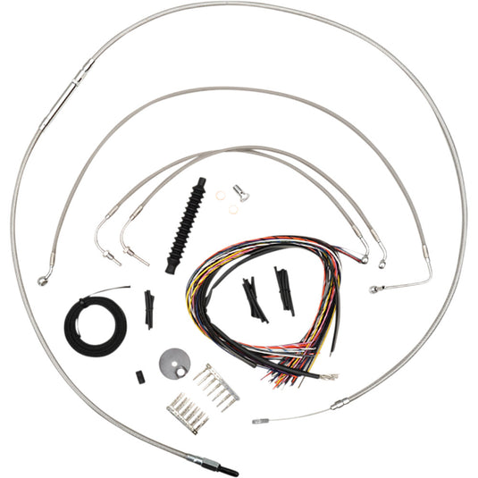 La Choppers LA-8154KT2-16 Complete Stainless Cable Kit - 15in. - 17in. Mini Ape Hangers