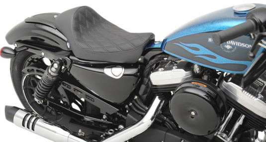 Drag Specialties 0804-0674 Cafe Style Solo Front Seat - Double Diamond Stitch