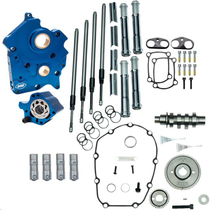 S&S Cycle 310-1002A Gear Drive Camchest Kit for M-Eight - Chrome Pushrod Tubes with 475 Cam