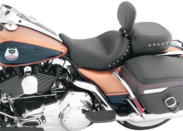 Mustang 79602 Wide Studded Solo Seat with Driver Backrest - Chrome Studs