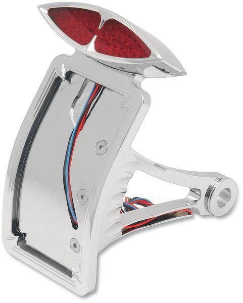 Drag Specialties 2030-0171 Side-Mount Deco Taillight with License Plate Mount - Curved Vertical