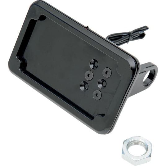 Cycle Visions CV-4607BLH In Close Horizontal License Plate Holder with Plate Light - Black