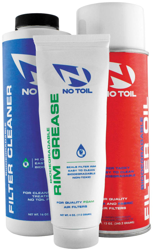 No Toil NT207 Aerosol Filter Maintenance Kit - 3 Pack - 12oz Oil, 16oz Cleaner, 4oz Grease