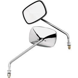 Emgo 20-21705 Universal Screw-In Mount Mirror - Long Stem - Plain Face - Pair