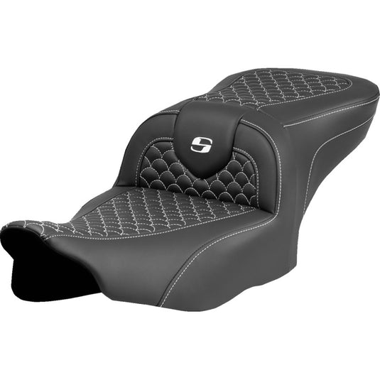 Saddlemen 823-07-20806 Roadsofa DS Seat without Drivers Backrest - White Stitching