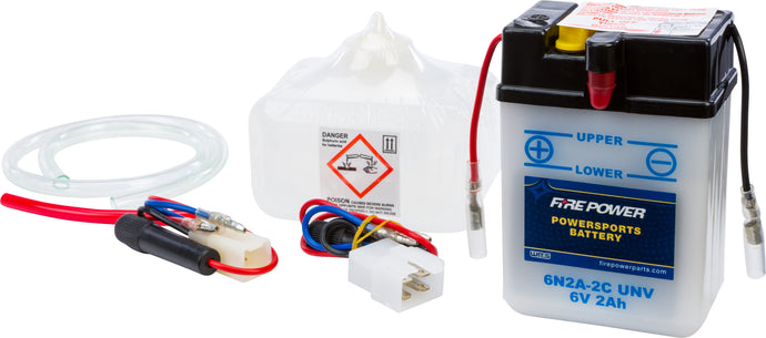 Fire Power 6N2A-2C/UNV Conventional 6V Standard Battery with Acid Pack