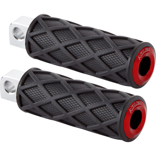 Arlen Ness 400-056 Diamond Male Mount Footpeg - Knurled - Red