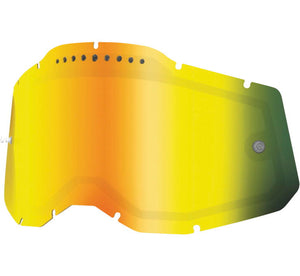 100% 59083-00004 Replacement Dual Vented Lens for Racecraft 2/Accuri 2/Stratus 2 Goggles - Gold Mirror