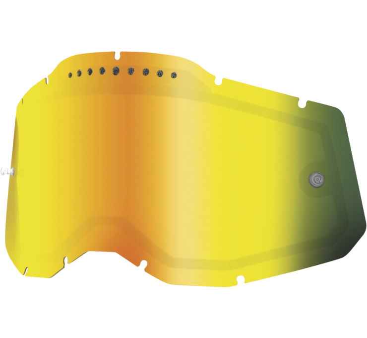 100% 59083-00004 Replacement Dual Vented Lens for Racecraft 2/Accuri 2/Stratus 2 Goggles - Gold Mirror