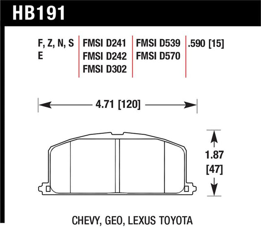 Hawk Performance HB191N.590 HAWK HP+ Brake Pad Sets