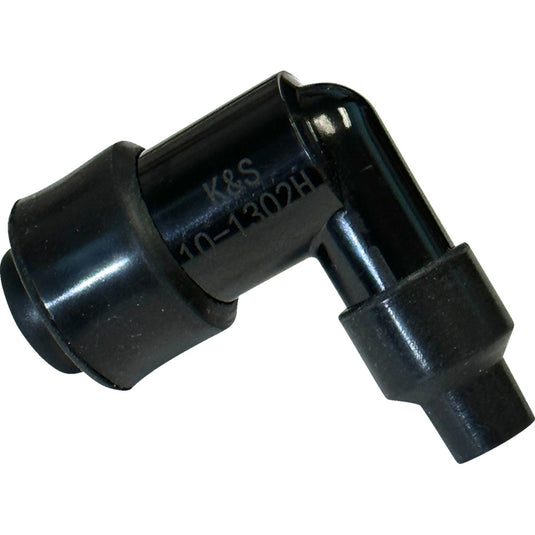 K&S Technologies 10-1302H Spark Plug Resistor Cover - 90 deg. Elbow Type - 10/12/14mm. - Black Plastic