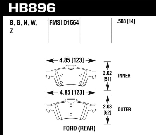 Hawk Performance HB896N.568 HAWK HP+ Brake Pad Sets