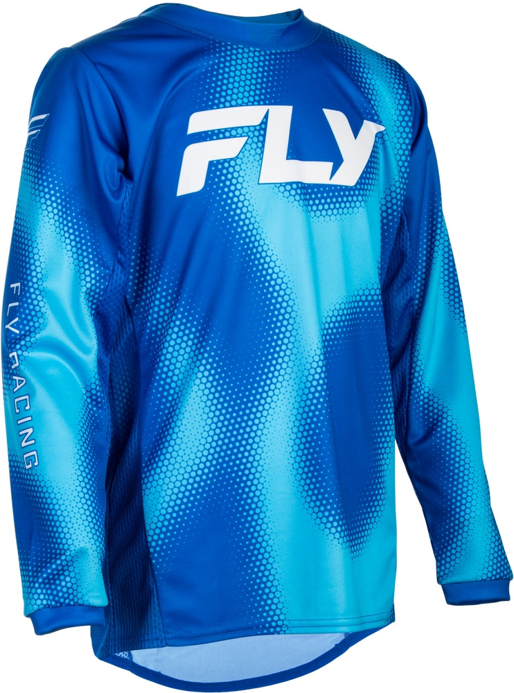 Load image into Gallery viewer, Fly Racing Kinetic Torch Youth Jersey (Medium, Light Blue/Blue)

