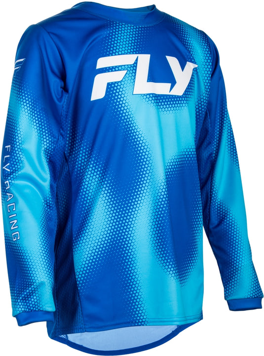 Fly Racing Kinetic Torch Youth Jersey (Large, Light Blue/Blue)