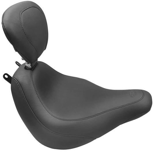 Mustang 79332 Wide Tripper Solo Seat with Driver Backrest - Smooth - Black