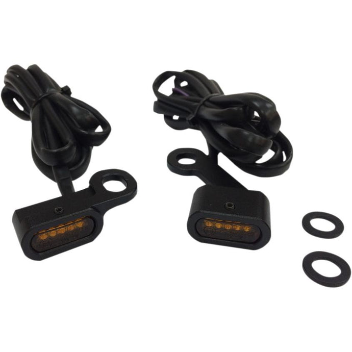 Drag Specialties 2040-2138 LED Handlebar Marker Lights - Black/Amber Lens