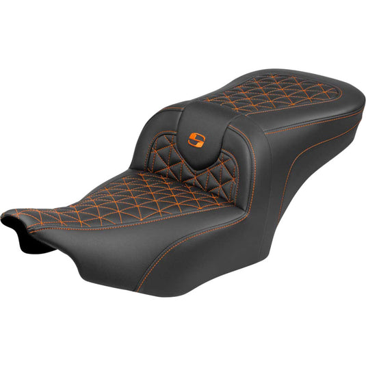 Saddlemen 823-07-21003 Roadsofa Tri-Gripper Seat without Drivers Backrest - Orange Stitching